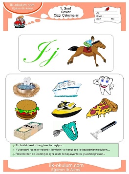 Çocuklar İçin J Sesi Çalışma Sayfaları 